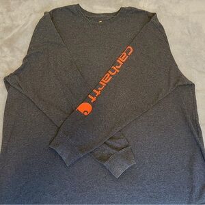 Men’s XXL Carhartt Charcoal Long Sleeve with Orange Sleeve Logo